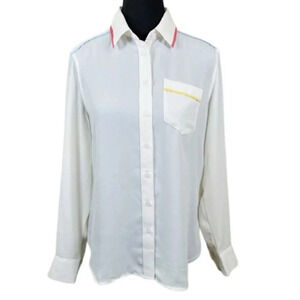 Banana Republic Womens Size Xsmall Color Accents Button  Up Blouse Ivory Color